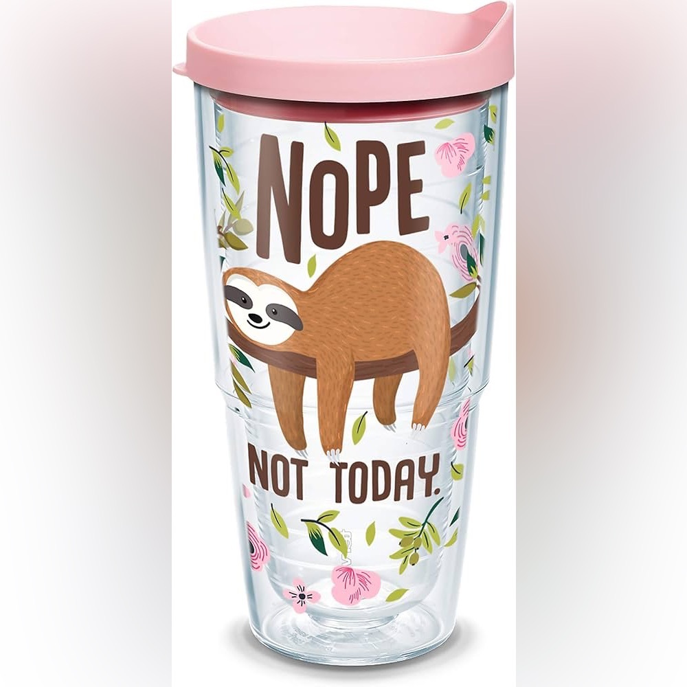 Tervis 24 oz Tumbler Insulated Hot Cold Cup Sloth Nope Not Today NWOT